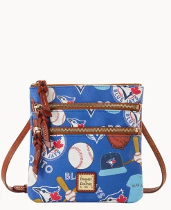Dooney & Bourke Game Day Ready|Printed Fabric<MLB N S Triple Zip Crossbody Blue Jays