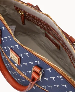 Dooney & Bourke Game Day Ready|Printed Fabric<MLB Domed Zip Satchel BRAVES