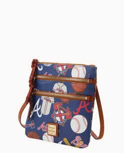 Dooney & Bourke Game Day Ready|Printed Fabric<MLB N S Triple Zip Crossbody Braves