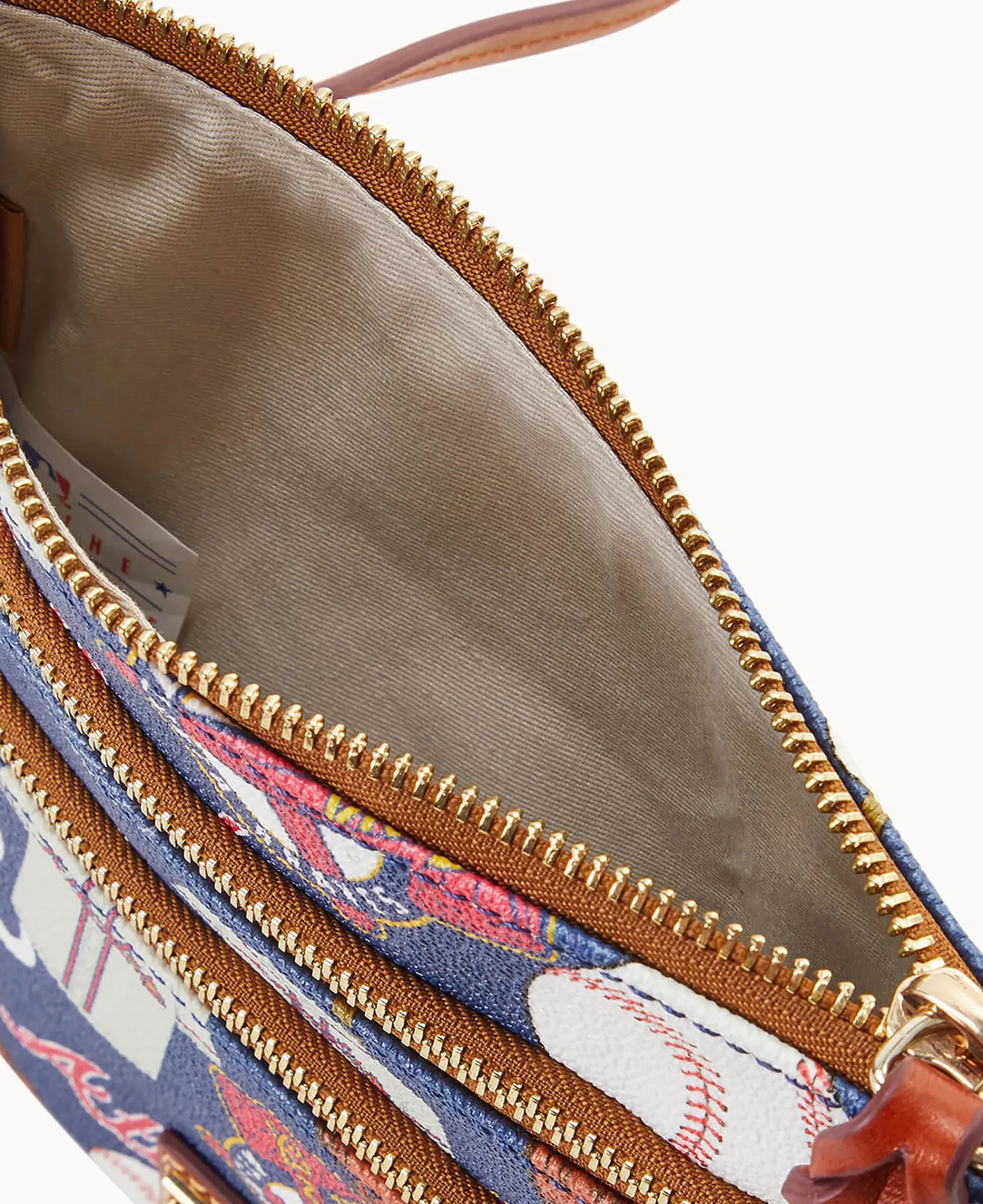 Dooney & Bourke Game Day Ready|Printed Fabric<MLB N S Triple Zip Crossbody Braves