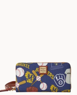 Dooney & Bourke Grab and Go|Wristlets<MLB Large Zip Around Wristlet Brewers