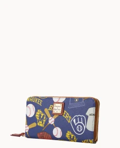 Dooney & Bourke Grab and Go|Wristlets<MLB Large Zip Around Wristlet Brewers