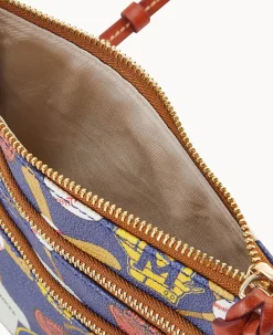 Dooney & Bourke Game Day Ready|Printed Fabric<MLB N S Triple Zip Crossbody Brewers