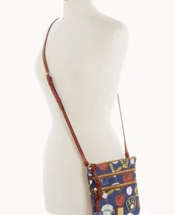Dooney & Bourke Game Day Ready|Printed Fabric<MLB N S Triple Zip Crossbody Brewers