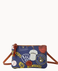 Dooney & Bourke Game Day Ready|Printed Fabric<MLB Top Zip Crossbody Brewers