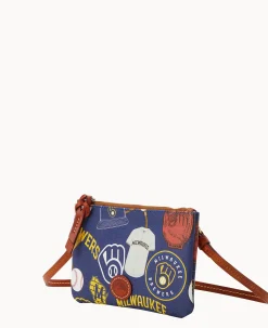 Dooney & Bourke Game Day Ready|Printed Fabric<MLB Top Zip Crossbody Brewers