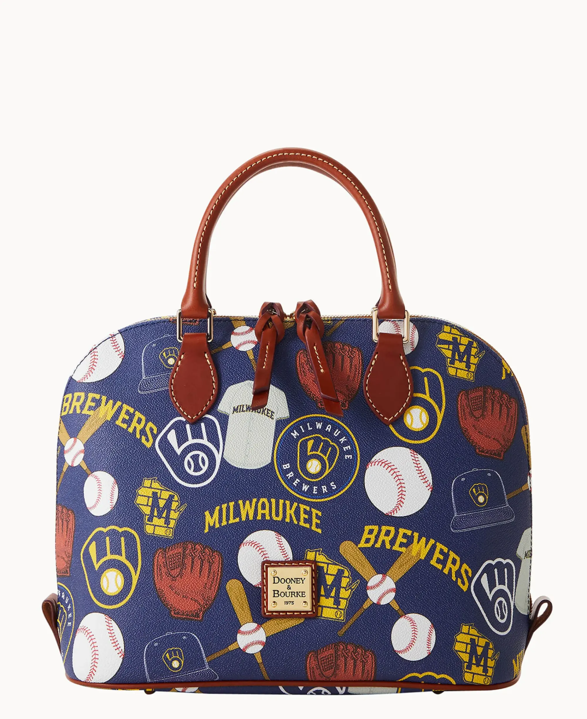 Dooney & Bourke Game Day Ready|Printed Fabric<MLB Zip Zip Satchel Brewers
