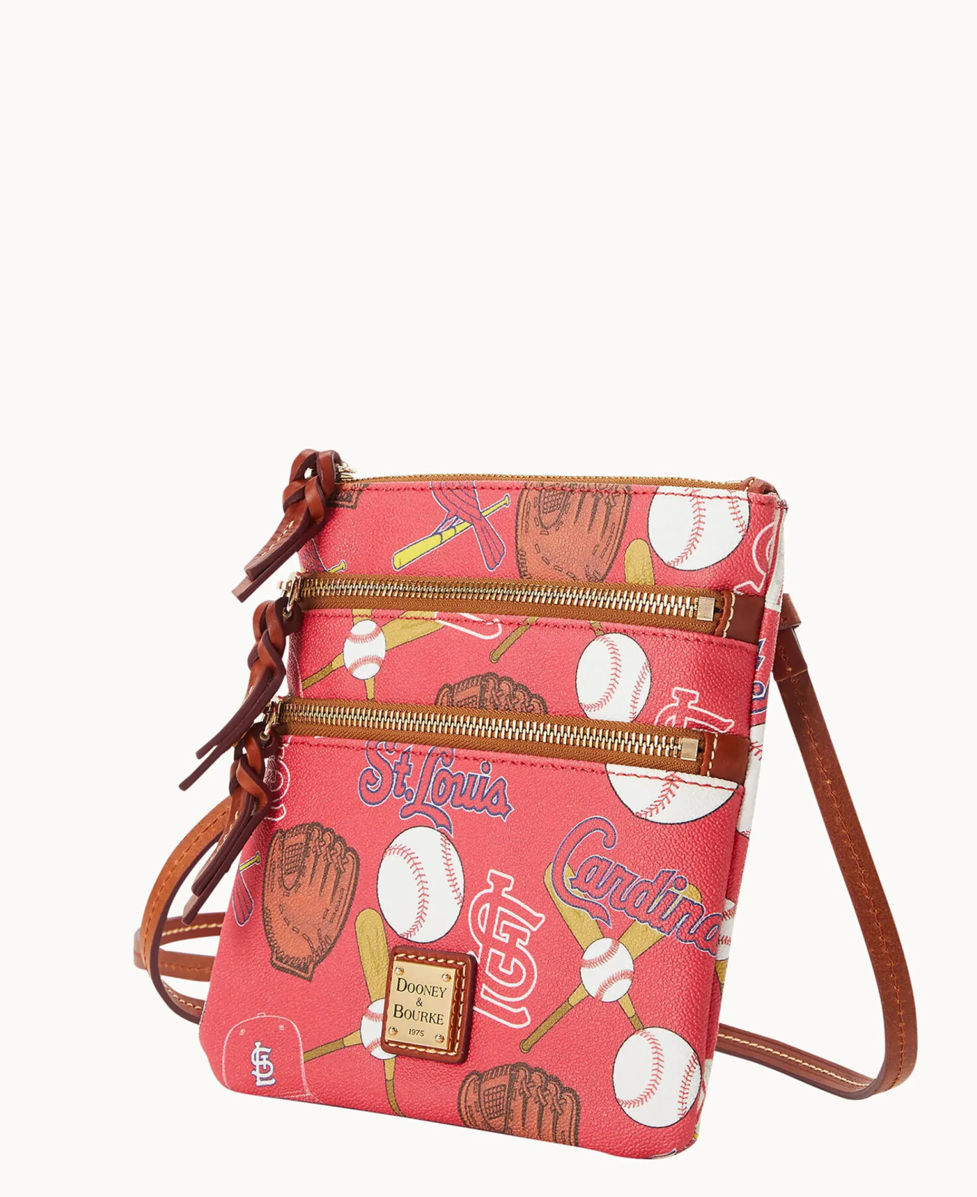 Dooney & Bourke Game Day Ready|Printed Fabric<MLB N S Triple Zip Crossbody Cardinals