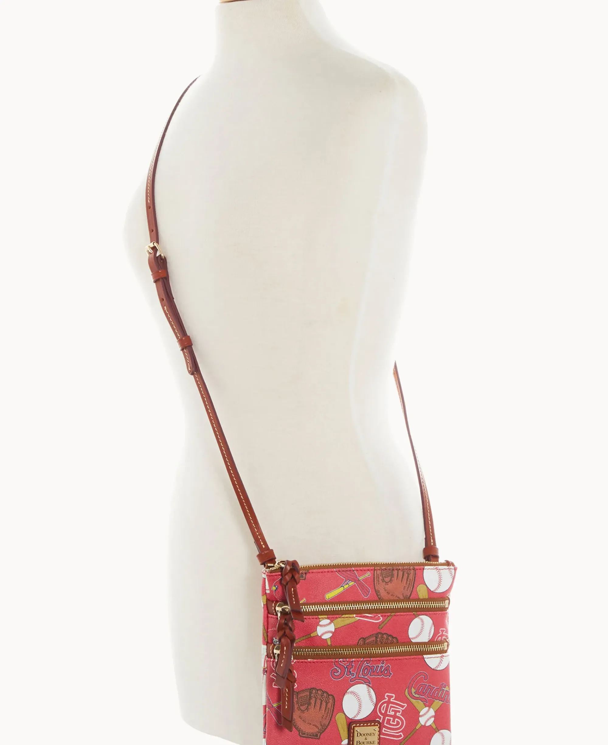 Dooney & Bourke Game Day Ready|Printed Fabric<MLB N S Triple Zip Crossbody Cardinals