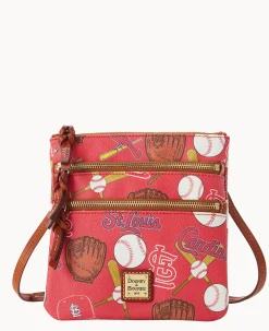 Dooney & Bourke Game Day Ready|Printed Fabric<MLB N S Triple Zip Crossbody Cardinals