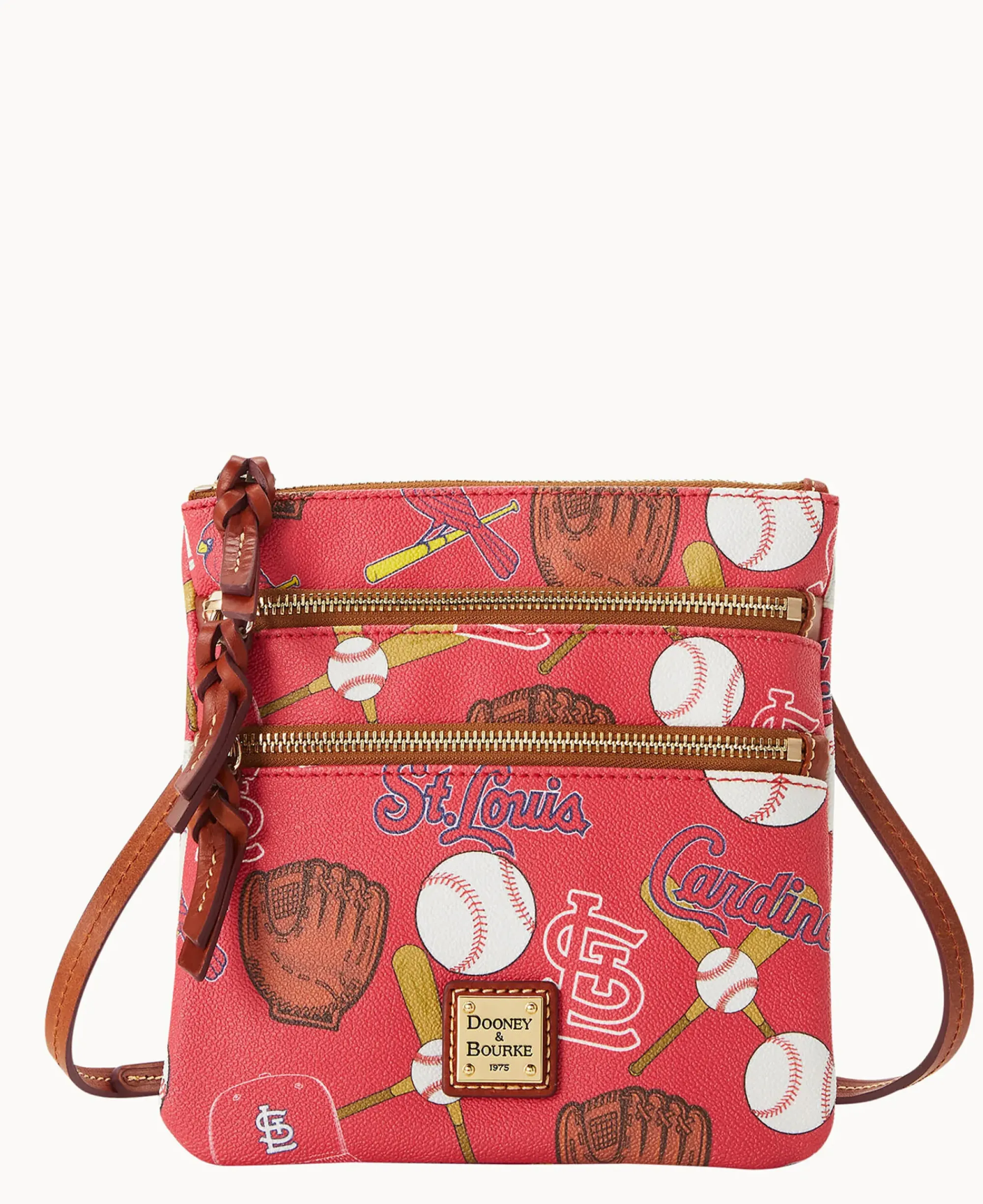 Dooney & Bourke Game Day Ready|Printed Fabric<MLB N S Triple Zip Crossbody Cardinals