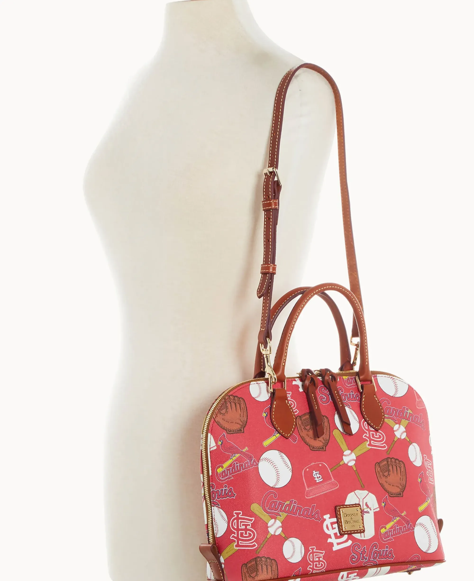 Dooney & Bourke Game Day Ready|Printed Fabric<MLB Zip Zip Satchel Cardinals