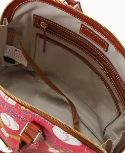 Dooney & Bourke Game Day Ready|Printed Fabric<MLB Zip Zip Satchel Cardinals