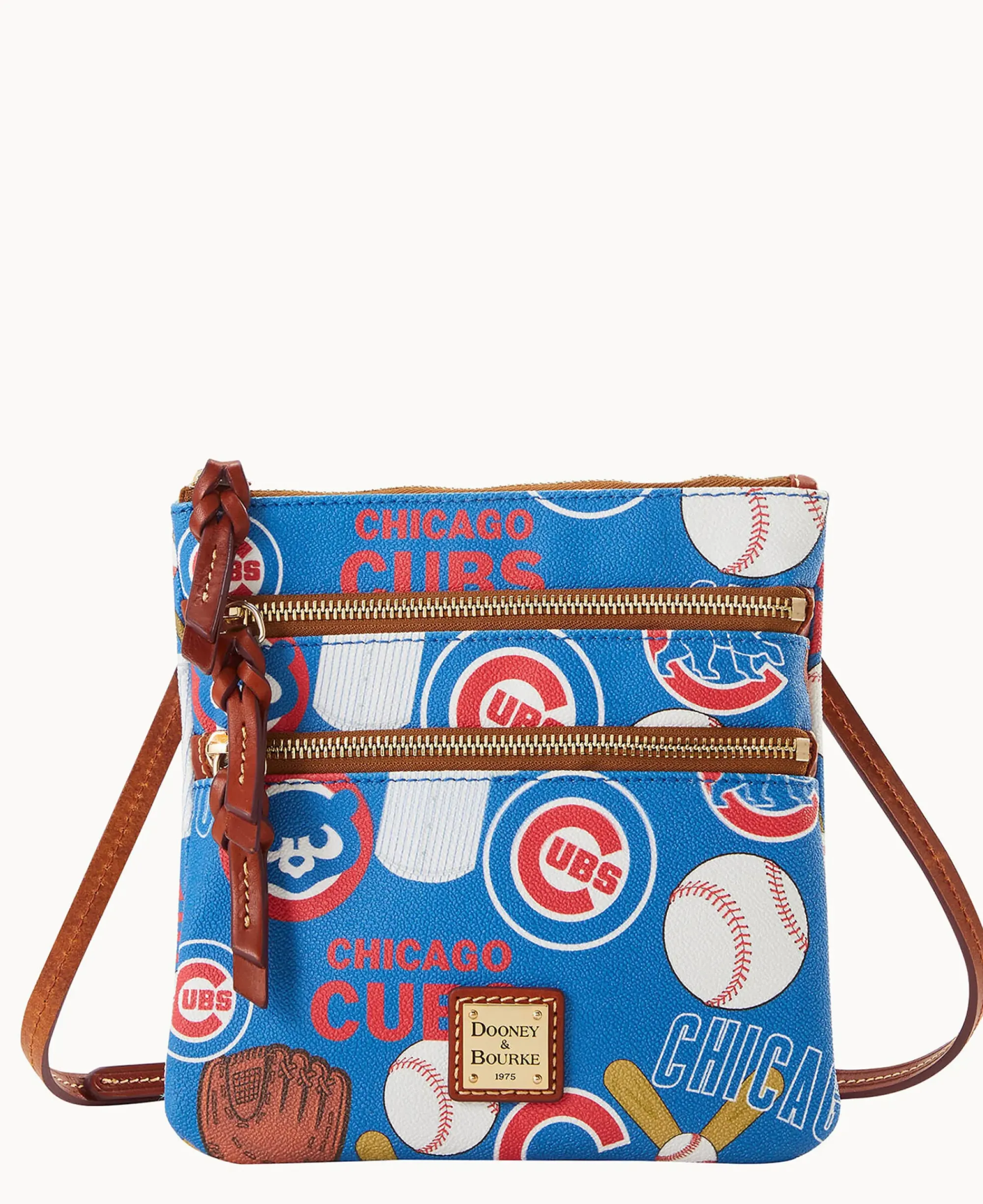 Dooney & Bourke Game Day Ready|Printed Fabric<MLB N S Triple Zip Crossbody Cubs
