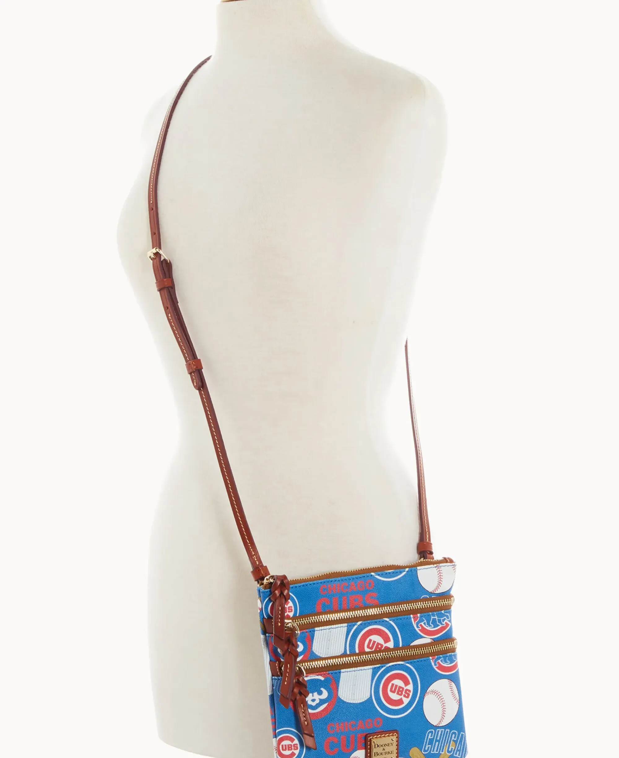 Dooney & Bourke Game Day Ready|Printed Fabric<MLB N S Triple Zip Crossbody Cubs