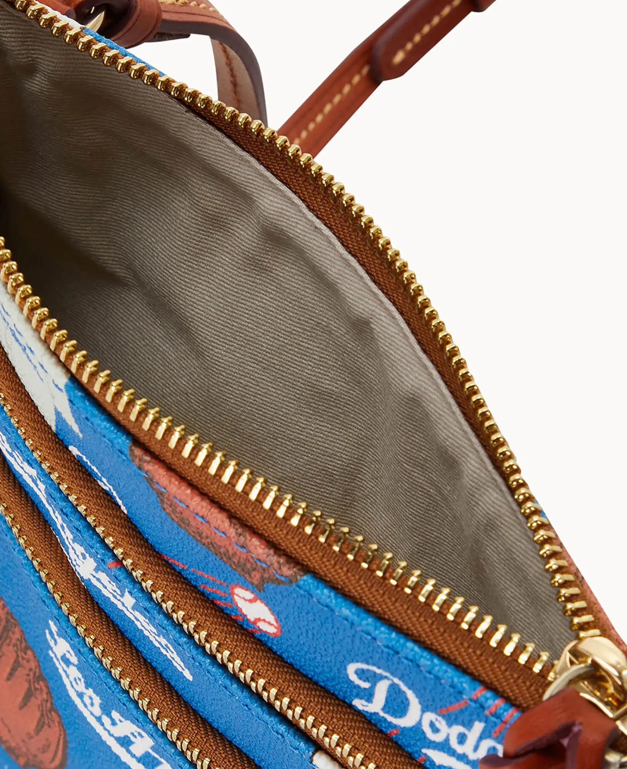 Dooney & Bourke Game Day Ready|Printed Fabric<MLB N S Triple Zip Crossbody Dodgers