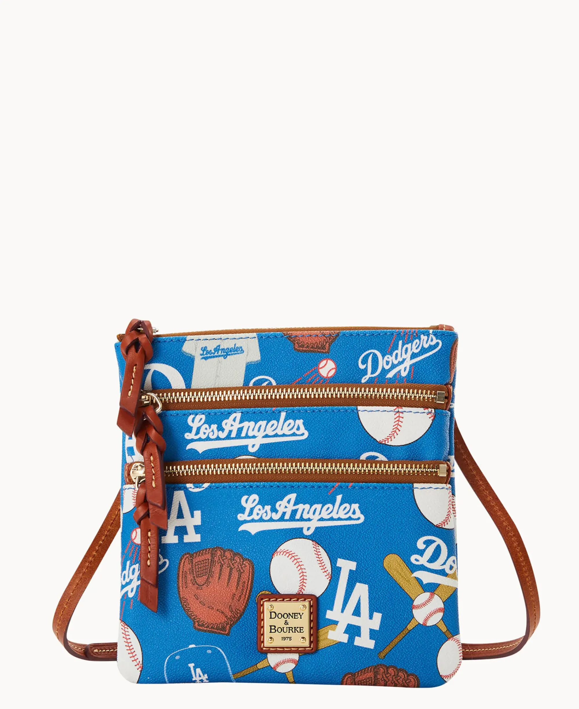 Dooney & Bourke Game Day Ready|Printed Fabric<MLB N S Triple Zip Crossbody Dodgers