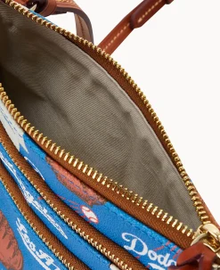 Dooney & Bourke Game Day Ready|Printed Fabric<MLB N S Triple Zip Crossbody Dodgers