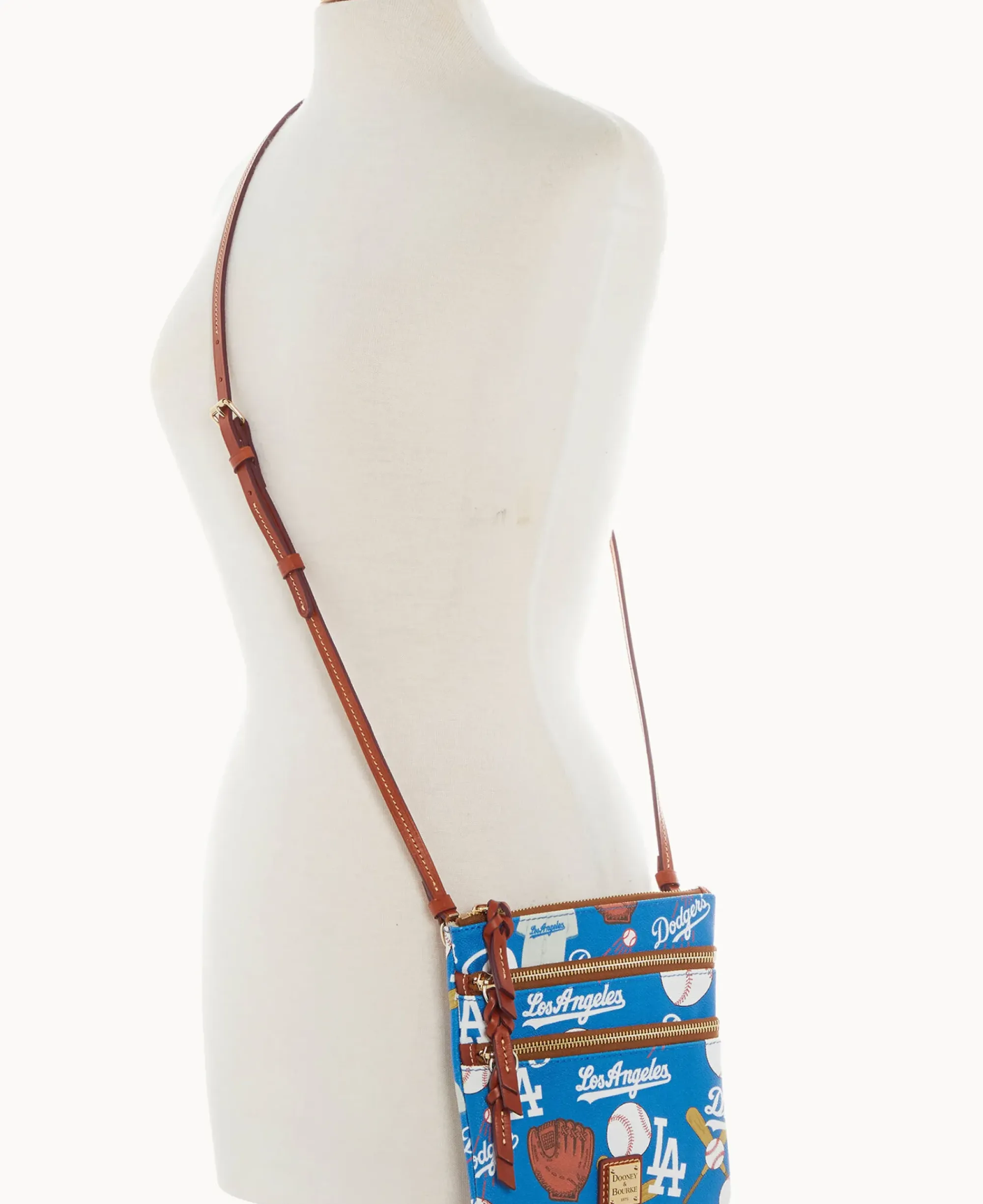 Dooney & Bourke Game Day Ready|Printed Fabric<MLB N S Triple Zip Crossbody Dodgers