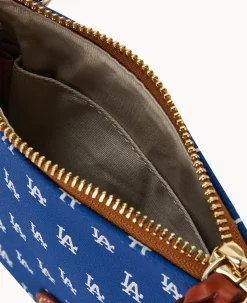 Dooney & Bourke Game Day Ready|Printed Fabric<MLB Small North South Top Zip Crossbody Dodgers