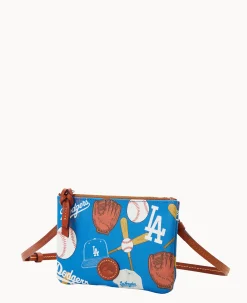 Dooney & Bourke Game Day Ready|Printed Fabric<MLB Top Zip Crossbody Dodgers