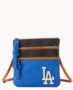 Dooney & Bourke Game Day Ready|Printed Fabric<MLB Triple Zip Crossbody Dodgers