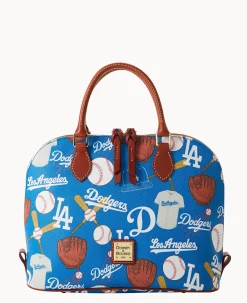 Dooney & Bourke Game Day Ready|Printed Fabric<MLB Zip Zip Satchel Dodgers