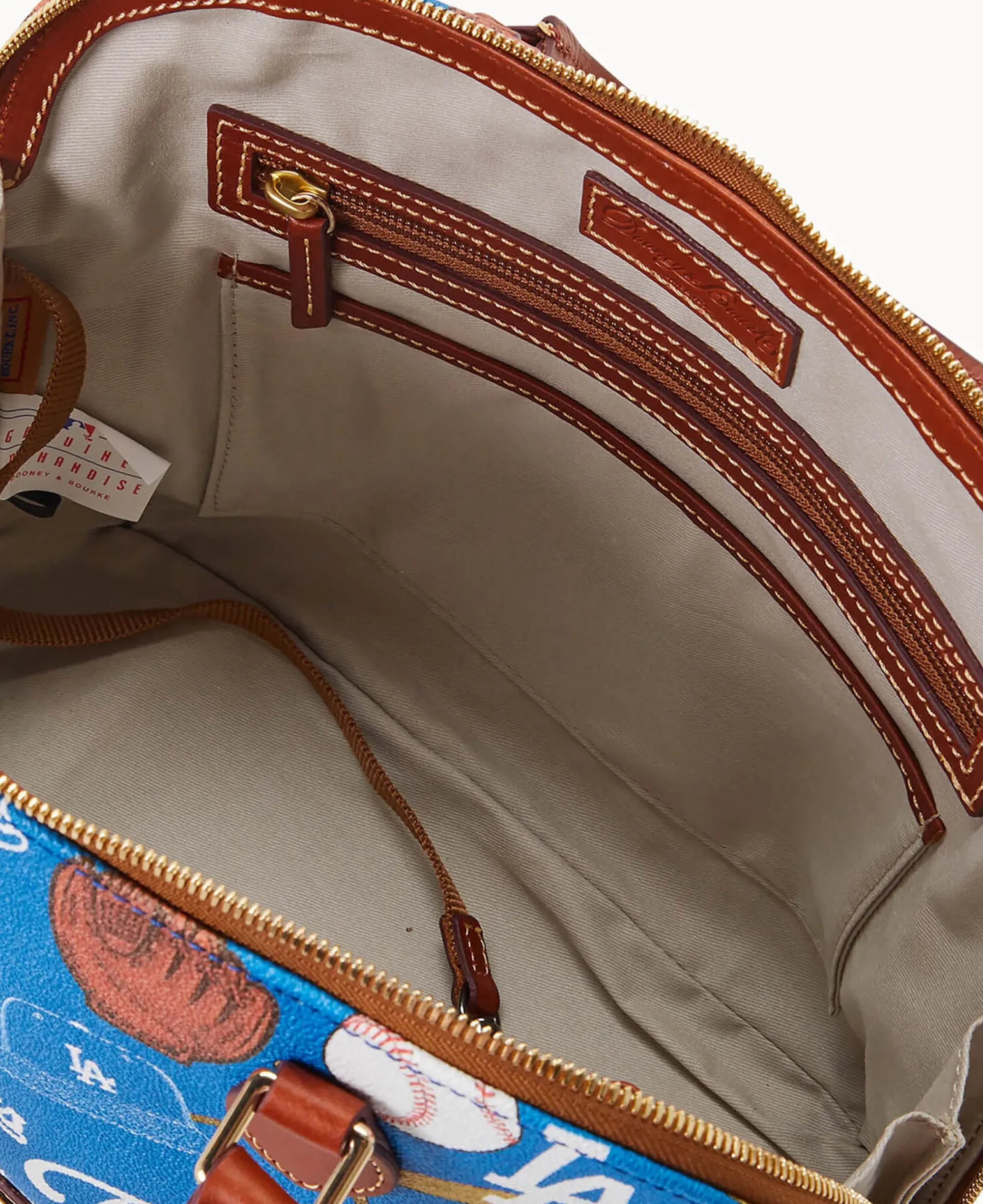 Dooney & Bourke Game Day Ready|Printed Fabric<MLB Zip Zip Satchel Dodgers