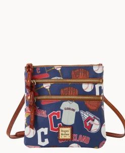 Dooney & Bourke Game Day Ready|Printed Fabric<MLB N S Triple Zip Crossbody Guardians