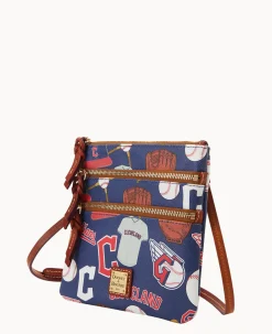 Dooney & Bourke Game Day Ready|Printed Fabric<MLB N S Triple Zip Crossbody Guardians
