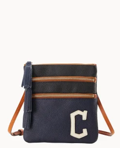 Dooney & Bourke Game Day Ready|Pebbled Leather<MLB Triple Zip Crossbody Guardians