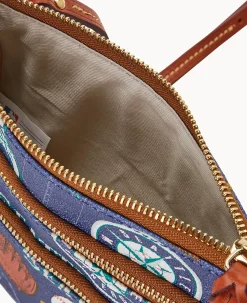 Dooney & Bourke Game Day Ready|Printed Fabric<MLB N S Triple Zip Crossbody Mariners