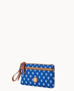 Dooney & Bourke Grab and Go|Wristlets<MLB Mets Double Zip Wristlet New York Mets