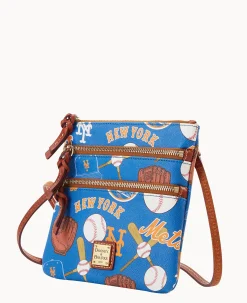 Dooney & Bourke Game Day Ready|Printed Fabric<MLB N S Triple Zip Crossbody Mets