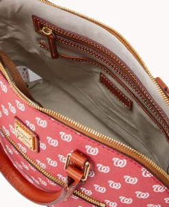 Dooney & Bourke Game Day Ready|Printed Fabric<MLB Domed Zip Satchel NATIONALS