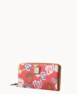 Dooney & Bourke Grab and Go|Wristlets<MLB Large Zip Around Wristlet Nationals