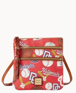 Dooney & Bourke Game Day Ready|Printed Fabric<MLB N S Triple Zip Crossbody Nationals