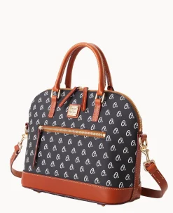 Dooney & Bourke Game Day Ready|Printed Fabric<MLB Domed Zip Satchel ORIOLES