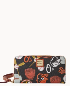 Dooney & Bourke Grab and Go|Wristlets<MLB Large Zip Around Wristlet Orioles