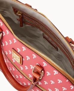 Dooney & Bourke Game Day Ready|Printed Fabric<MLB Domed Zip Satchel PHILLIES