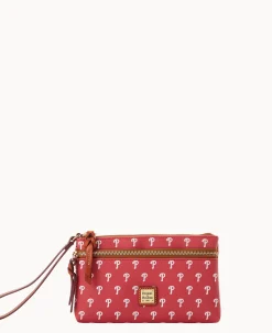 Dooney & Bourke Grab and Go|Wristlets<MLB Double Zip Wristlet Phillies