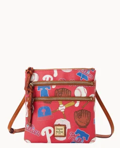 Dooney & Bourke Game Day Ready|Printed Fabric<MLB N S Triple Zip Crossbody Phillies