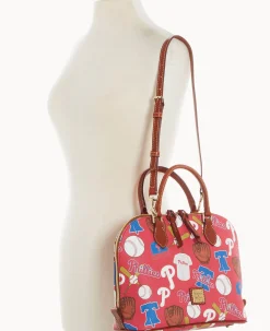 Dooney & Bourke Game Day Ready|Printed Fabric<MLB Zip Zip Satchel Phillies