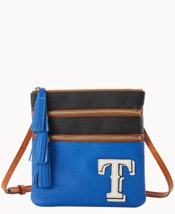 Dooney & Bourke Game Day Ready|Printed Fabric<MLB Triple Zip Crossbody Rangers