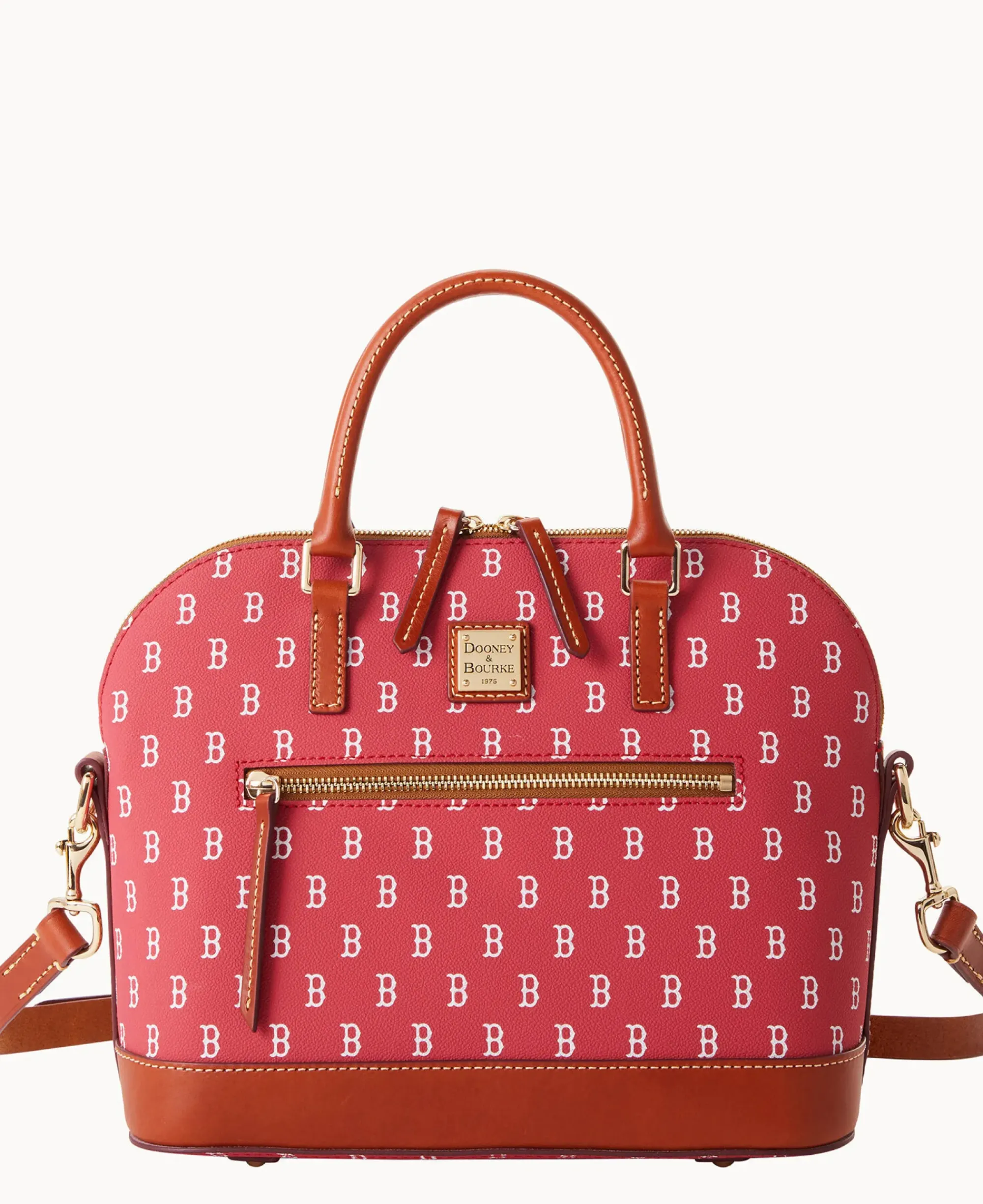 Dooney & Bourke Game Day Ready|Printed Fabric<MLB Domed Zip Satchel RED SOX