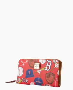 Dooney & Bourke Grab and Go|Wristlets<MLB Large Zip Around Wristlet Red Sox