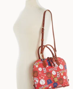Dooney & Bourke Game Day Ready|Printed Fabric<MLB Zip Zip Satchel Red Sox