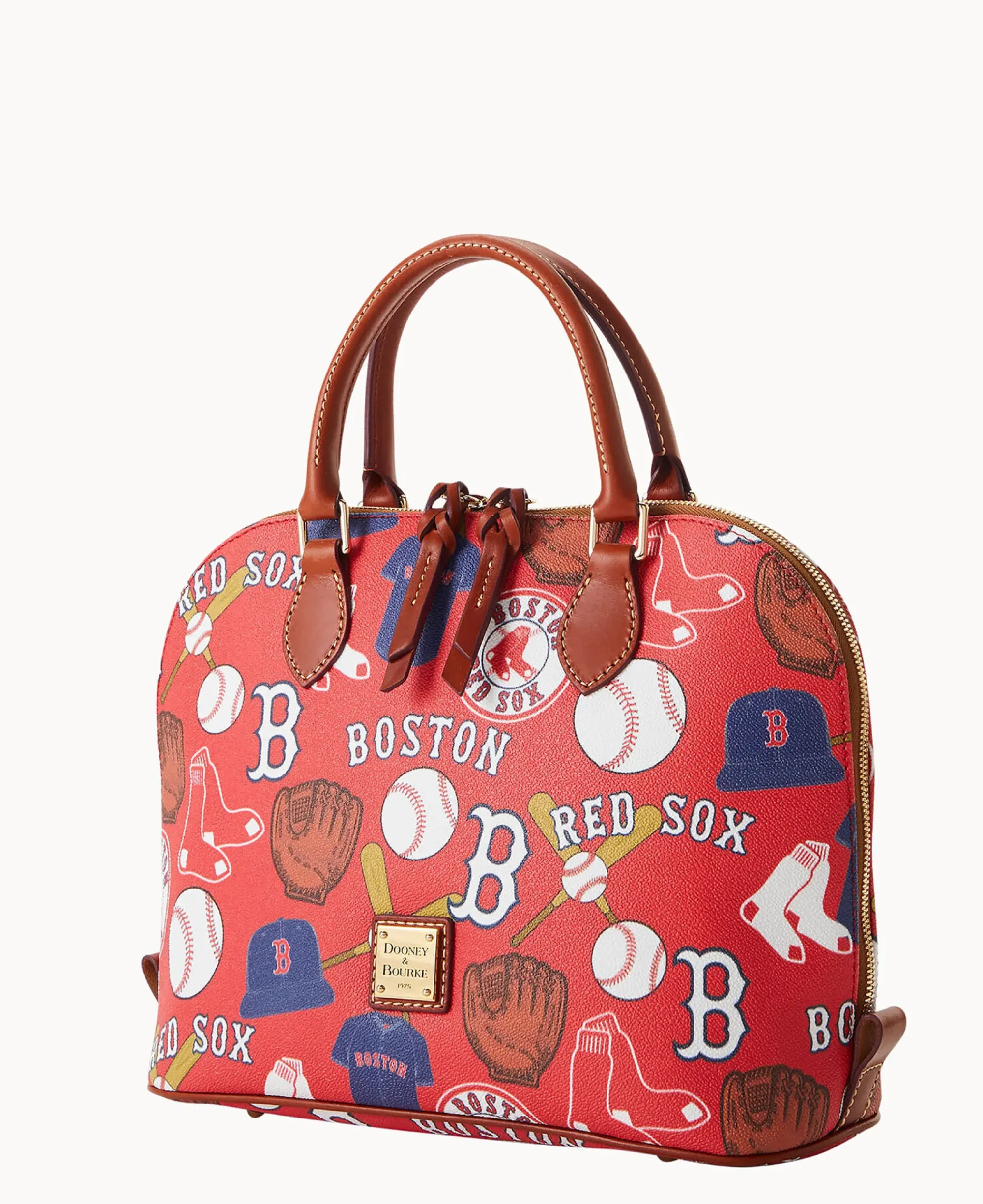 Dooney & Bourke Game Day Ready|Printed Fabric<MLB Zip Zip Satchel Red Sox
