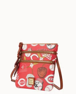 Dooney & Bourke Game Day Ready|Printed Fabric<MLB N S Triple Zip Crossbody Reds