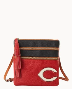 Dooney & Bourke Game Day Ready|Printed Fabric<MLB Triple Zip Crossbody Reds